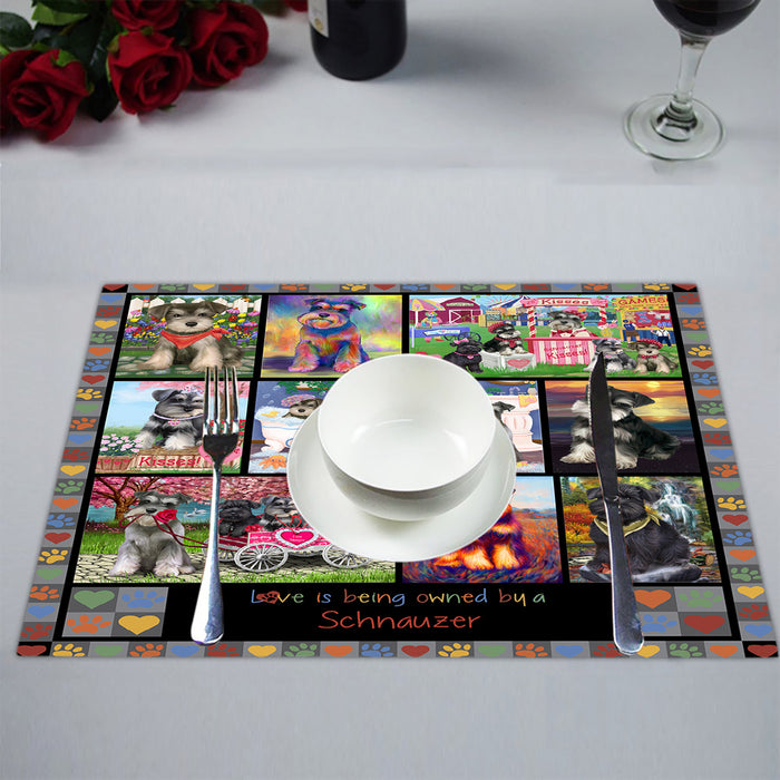 Love is Being Owned Schnauzer Dog Grey Placemat