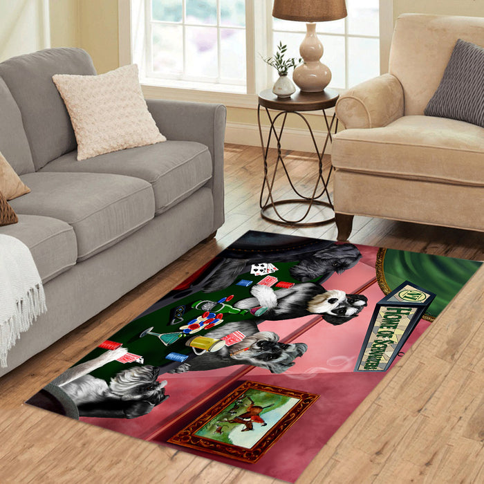 Home of  Schnauzer Dogs Playing Poker Area Rug