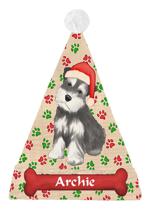 Pet Name Personalized Christmas Paw Print Samoyed Dogs Santa Hat