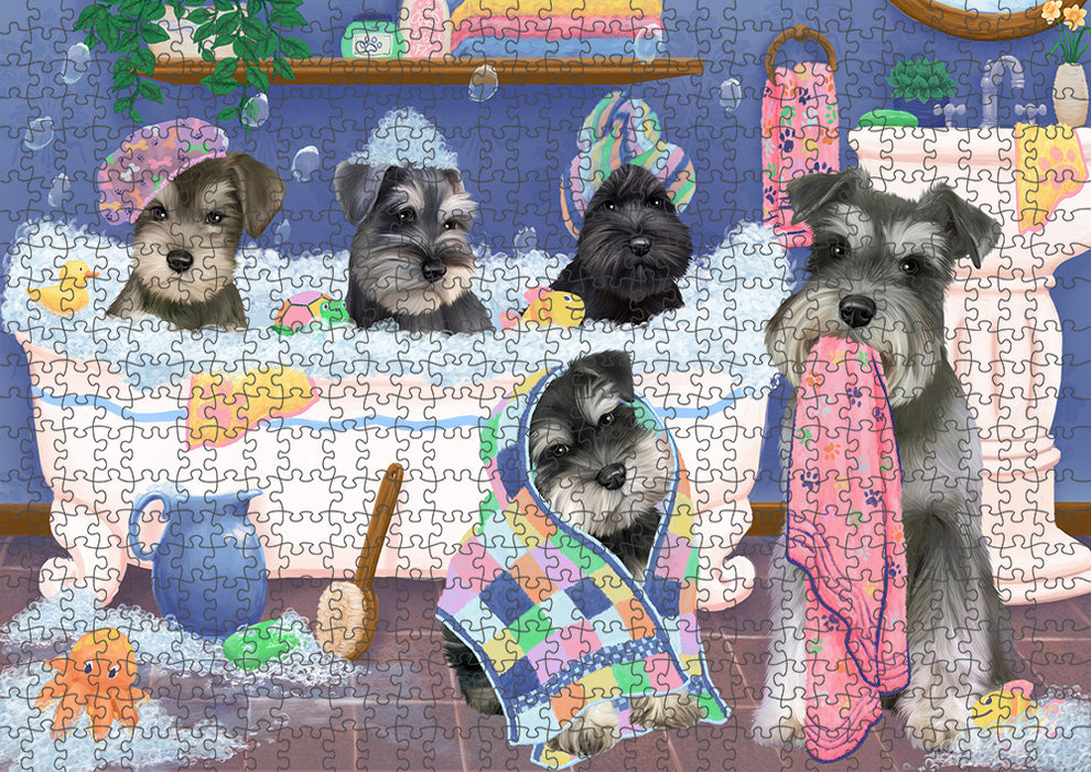 Rub A Dub Dogs In A Tub Schnauzers Dog Puzzle with Photo Tin PUZL95476