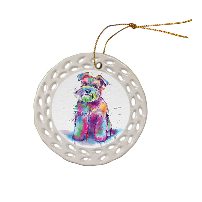Watercolor Schnauzer Dog Ceramic Doily Ornament DPOR57396