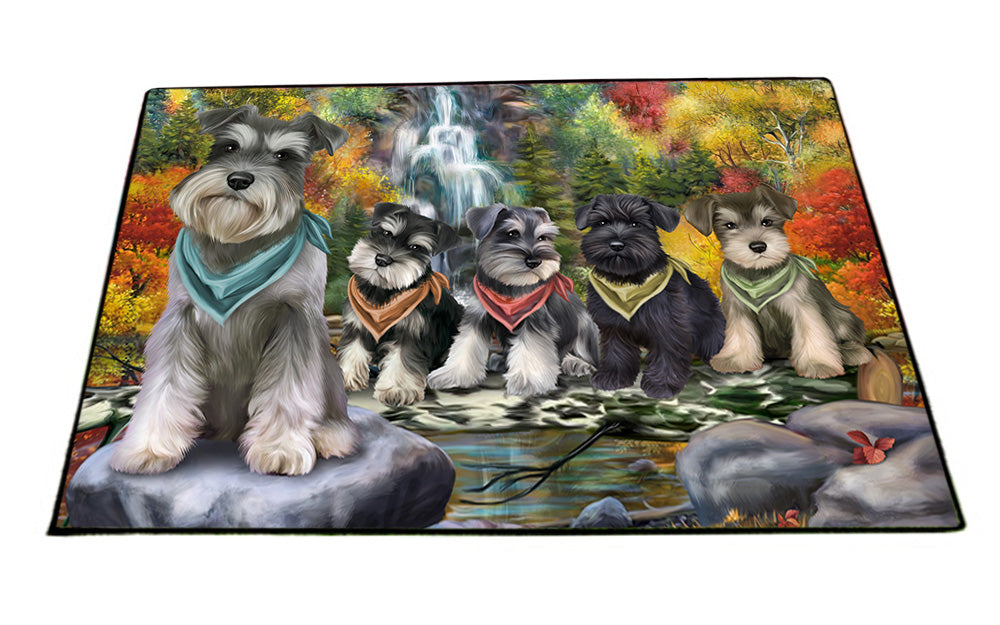 Scenic Waterfall Schnauzers Dog Floormat FLMS49932