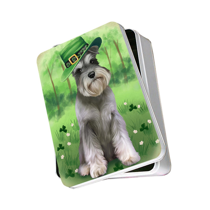 St. Patricks Day Irish Portrait Schnauzer Dog Photo Storage Tin PITN49379