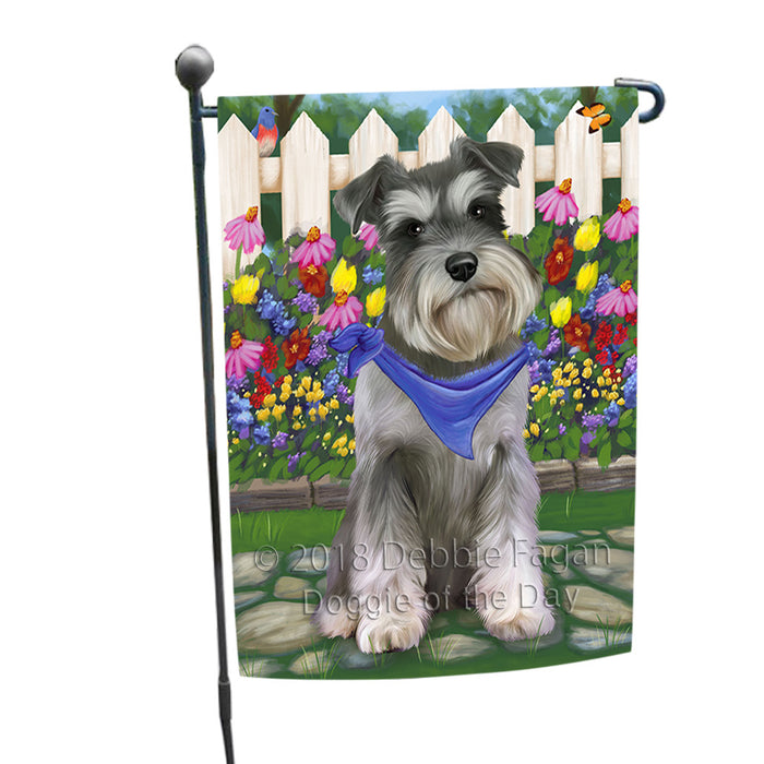 Spring Floral Schnauzer Dog Garden Flag GFLG49975