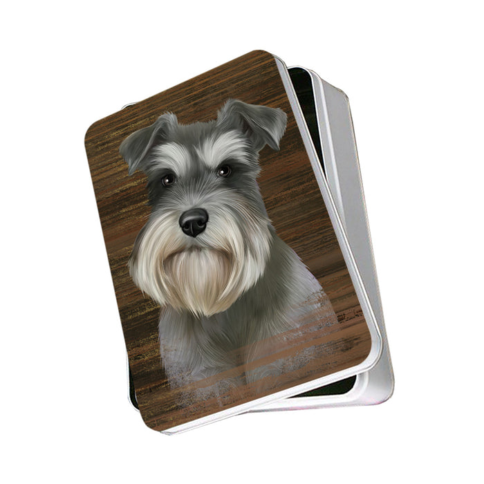 Rustic Schnauzer Dog Photo Storage Tin PITN50476