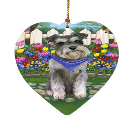 Spring Floral Schnauzer Dog Heart Christmas Ornament HPOR52149