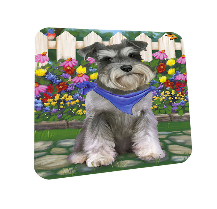 Spring Floral Schnauzer Dog Coasters Set of 4 CST52108