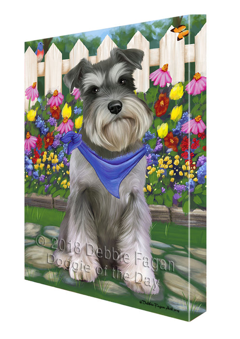 Spring Floral Schnauzer Dog Canvas Wall Art CVS67066