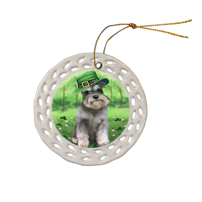 St. Patricks Day Irish Portrait Schnauzer Dog Ceramic Doily Ornament DPOR49379