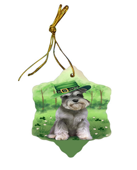 St. Patricks Day Irish Portrait Schnauzer Dog Star Porcelain Ornament SPOR49371