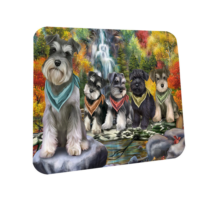 Scenic Waterfall Schnauzers Dog Coasters Set of 4 CST49453