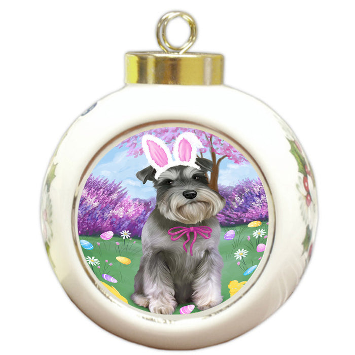 Schnauzer Dog Easter Holiday Round Ball Christmas Ornament RBPOR49245