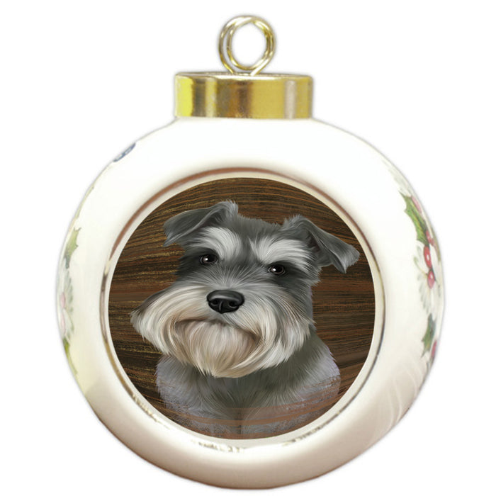 Rustic Schnauzer Dog Round Ball Christmas Ornament RBPOR50470