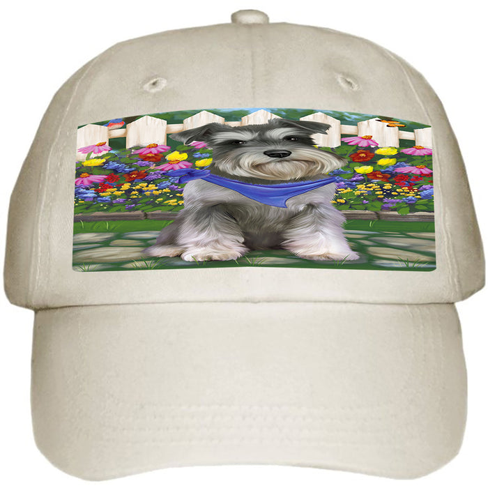 Spring Floral Schnauzer Dog Ball Hat Cap HAT59724