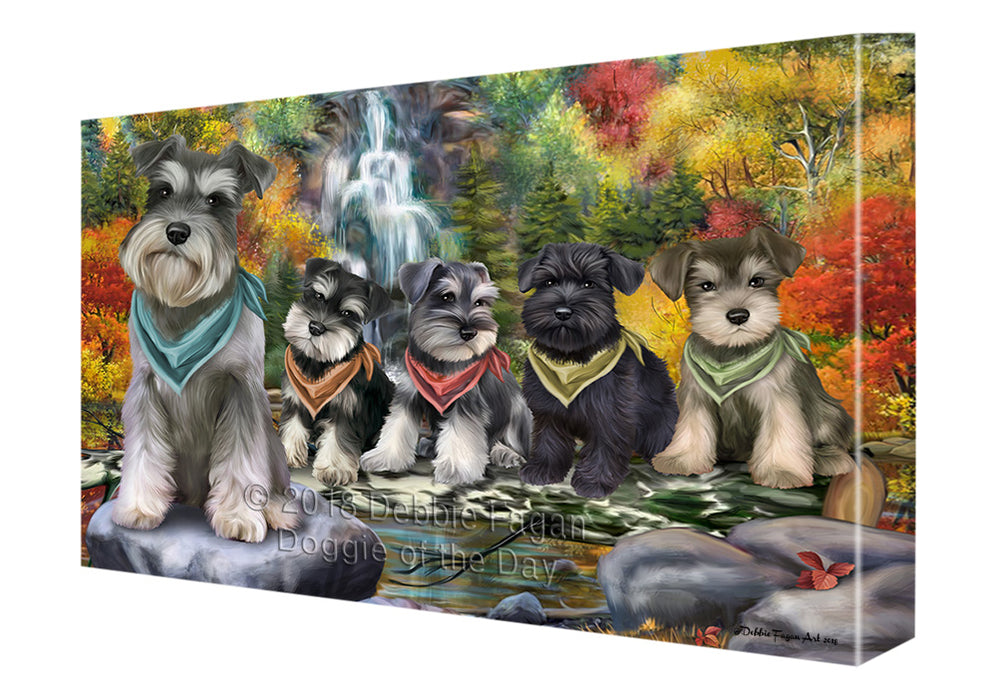 Scenic Waterfall Schnauzers Dog Canvas Wall Art CVS61059