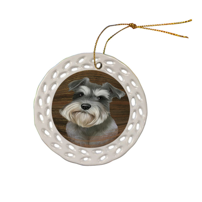 Rustic Schnauzer Dog Ceramic Doily Ornament DPOR50470