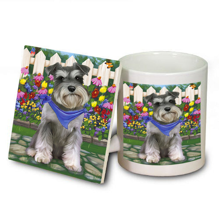 Spring Floral Schnauzer Dog Mug and Coaster Set MUC52234