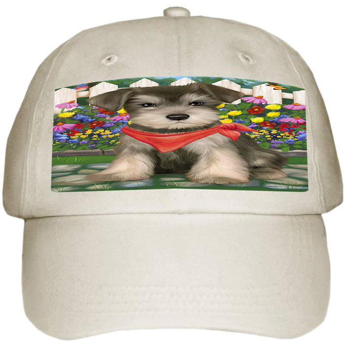 Spring Floral Schnauzer Dog Ball Hat Cap HAT59727