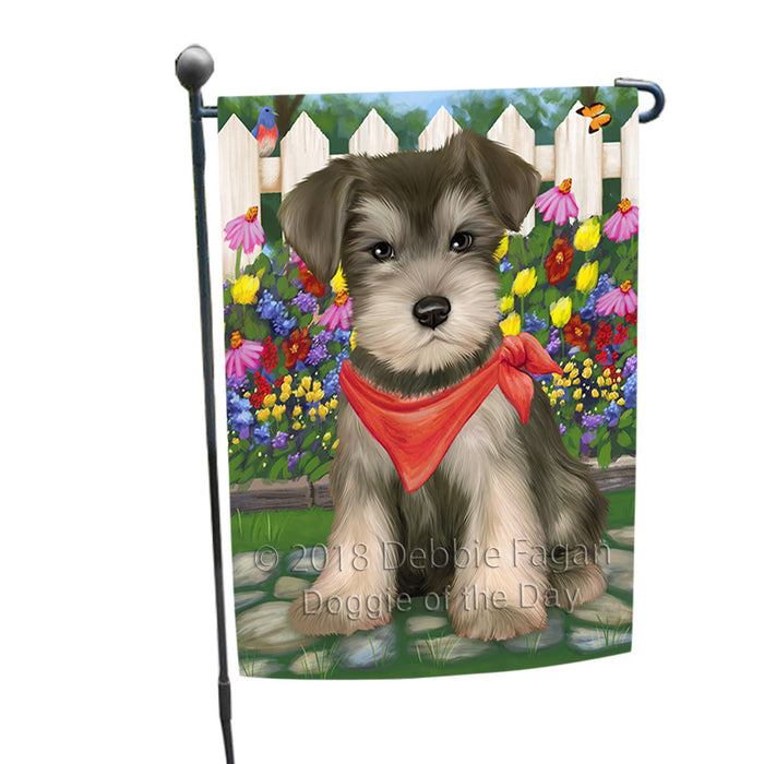 Spring Floral Schnauzer Dog Garden Flag GFLG49976
