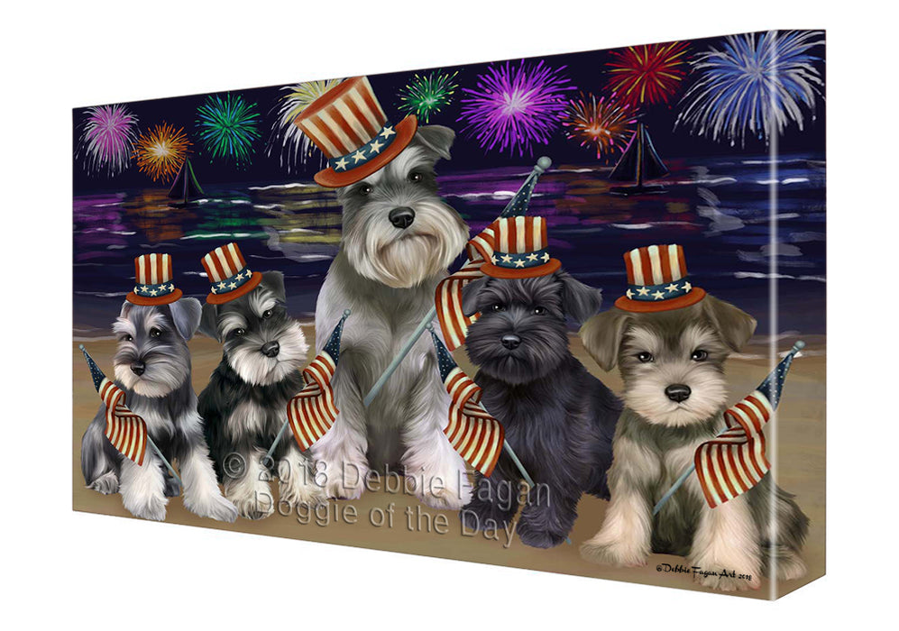 4th of July Independence Day Firework Schnauzers Dog Canvas Wall Art CVS56532