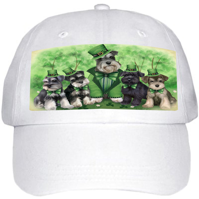 St. Patricks Day Irish Family Portrait Schnauzers Dog Ball Hat Cap HAT51873