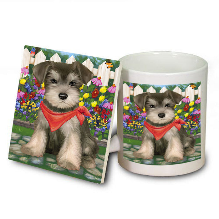 Spring Floral Schnauzer Dog Mug and Coaster Set MUC52235