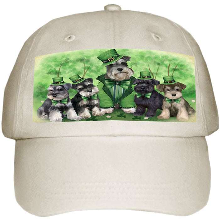 St. Patricks Day Irish Family Portrait Schnauzers Dog Ball Hat Cap HAT51873