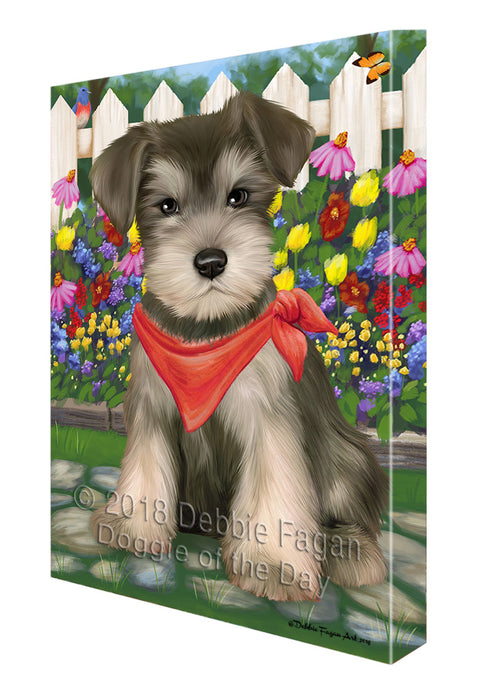 Spring Floral Schnauzer Dog Canvas Wall Art CVS67075