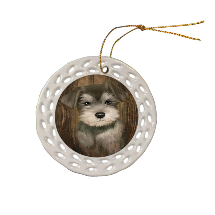 Rustic Schnauzer Dog Ceramic Doily Ornament DPOR50471