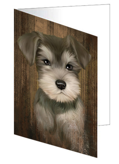 Rustic Schnauzer Dog Handmade Artwork Assorted Pets Greeting Cards and Note Cards with Envelopes for All Occasions and Holiday Seasons GCD55460