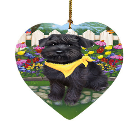 Spring Floral Schnauzer Dog Heart Christmas Ornament HPOR52151