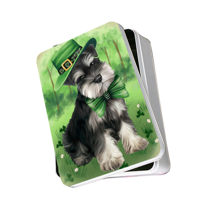 St. Patricks Day Irish Portrait Schnauzer Dog Photo Storage Tin PITN49381