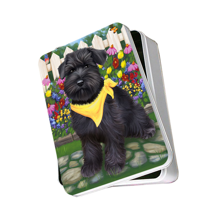 Spring Floral Schnauzer Dog Photo Storage Tin PITN51807