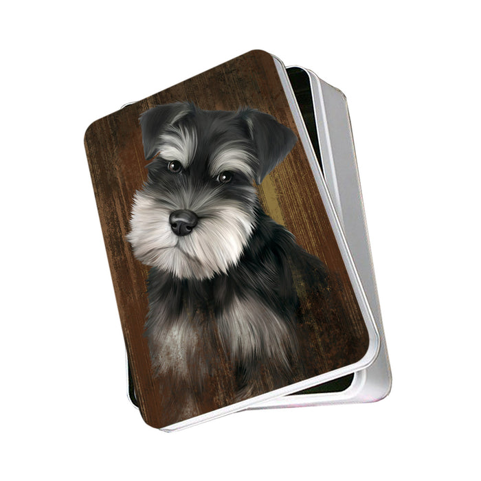 Rustic Schnauzer Dog Photo Storage Tin PITN50478