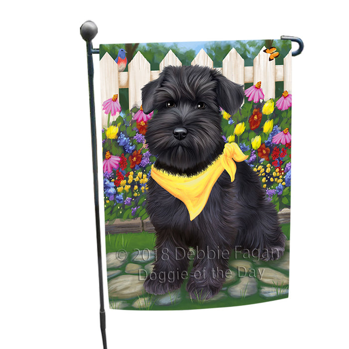 Spring Floral Schnauzer Dog Garden Flag GFLG49977