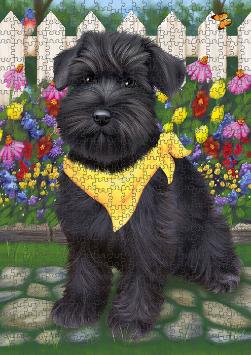 Spring Floral Schnauzer Dog Puzzle with Photo Tin PUZL54150