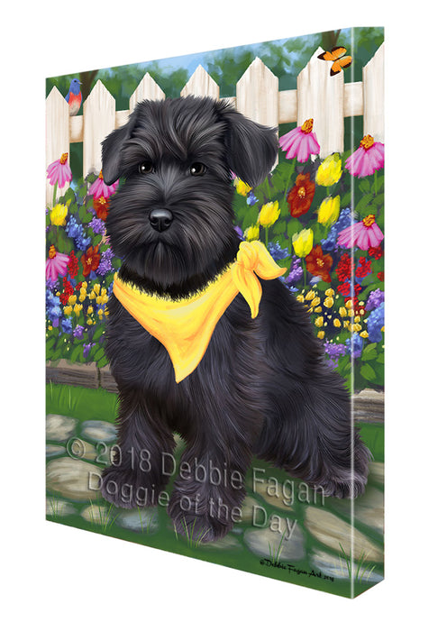 Spring Floral Schnauzer Dog Canvas Wall Art CVS67084