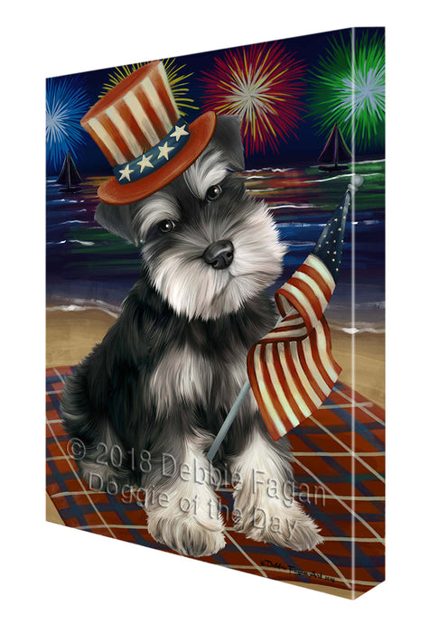 4th of July Independence Day Firework Schnauzer Dog Canvas Wall Art CVS56541
