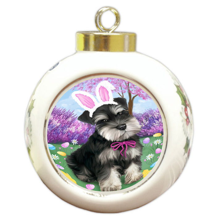 Schnauzer Dog Easter Holiday Round Ball Christmas Ornament RBPOR49248