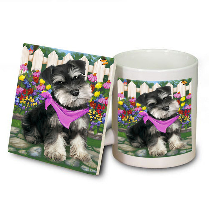 Spring Floral Schnauzer Dog Mug and Coaster Set MUC52237