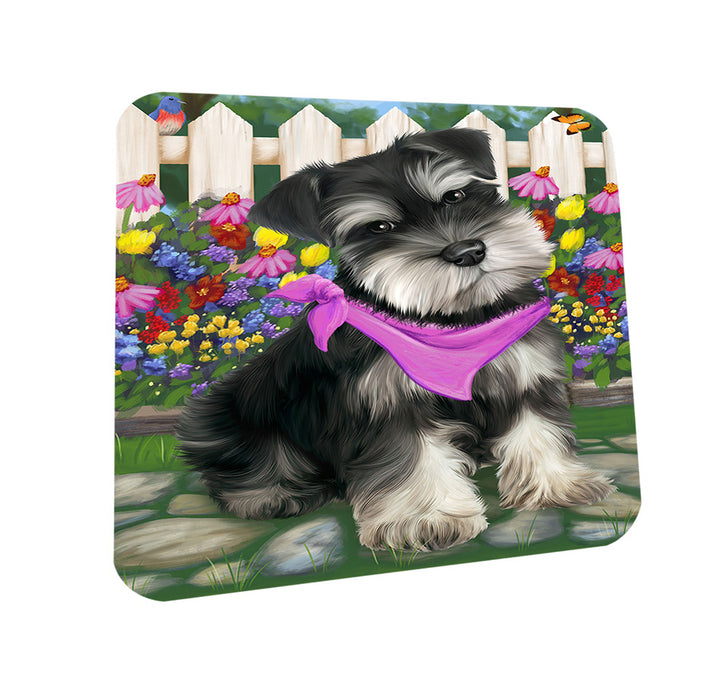 Spring Floral Schnauzer Dog Coasters Set of 4 CST52111