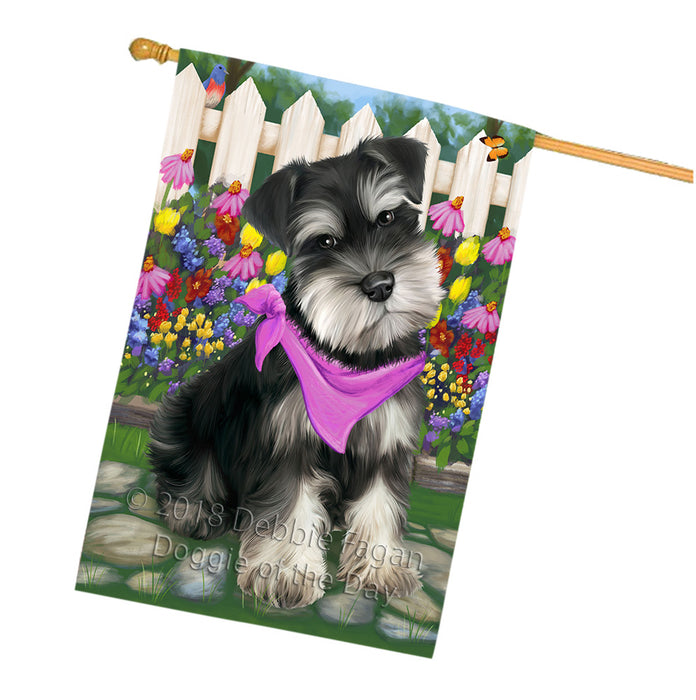 Spring Floral Schnauzer Dog House Flag FLG50114