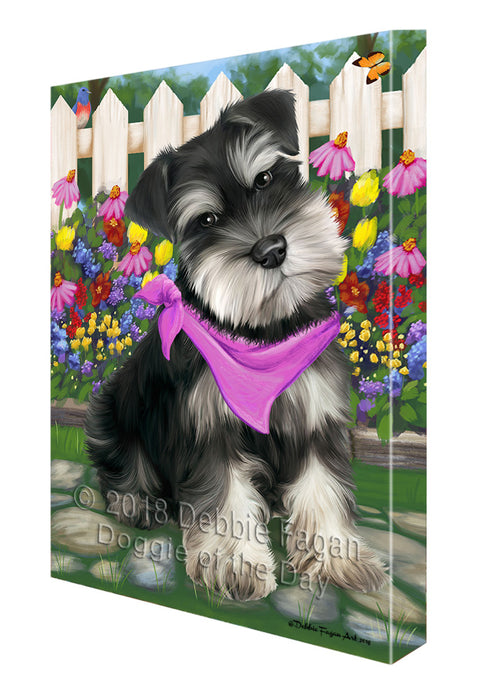 Spring Floral Schnauzer Dog Canvas Wall Art CVS67093