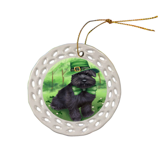 St. Patricks Day Irish Portrait Schnauzer Dog Ceramic Doily Ornament DPOR49382