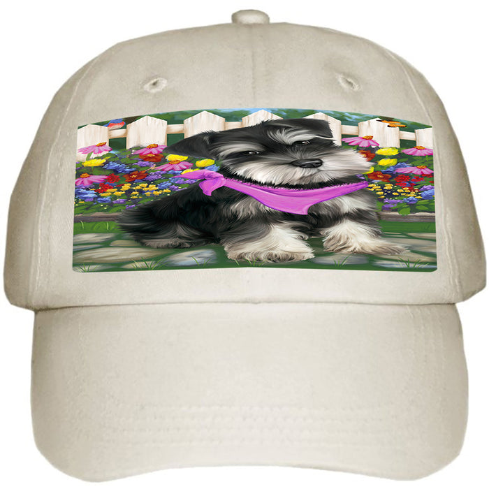 Spring Floral Schnauzer Dog Ball Hat Cap HAT59733