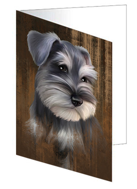 Rustic Schnauzer Dog Handmade Artwork Assorted Pets Greeting Cards and Note Cards with Envelopes for All Occasions and Holiday Seasons GCD55466