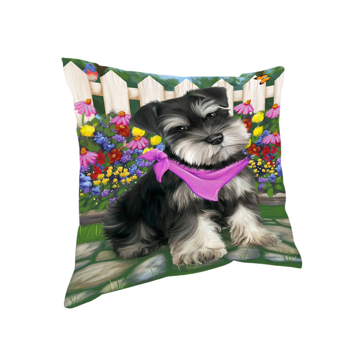 Spring Floral Schnauzer Dog Pillow PIL56452