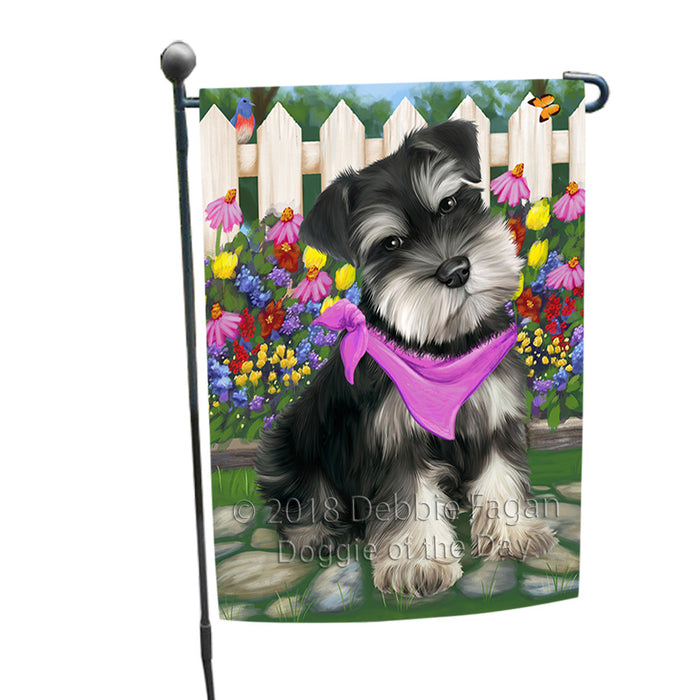 Spring Floral Schnauzer Dog Garden Flag GFLG49978
