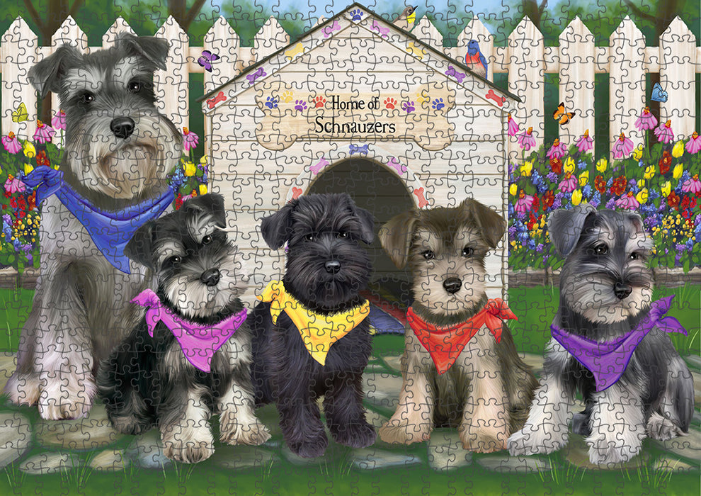 Spring Dog House Schnauzers Dog Puzzle with Photo Tin PUZL54087