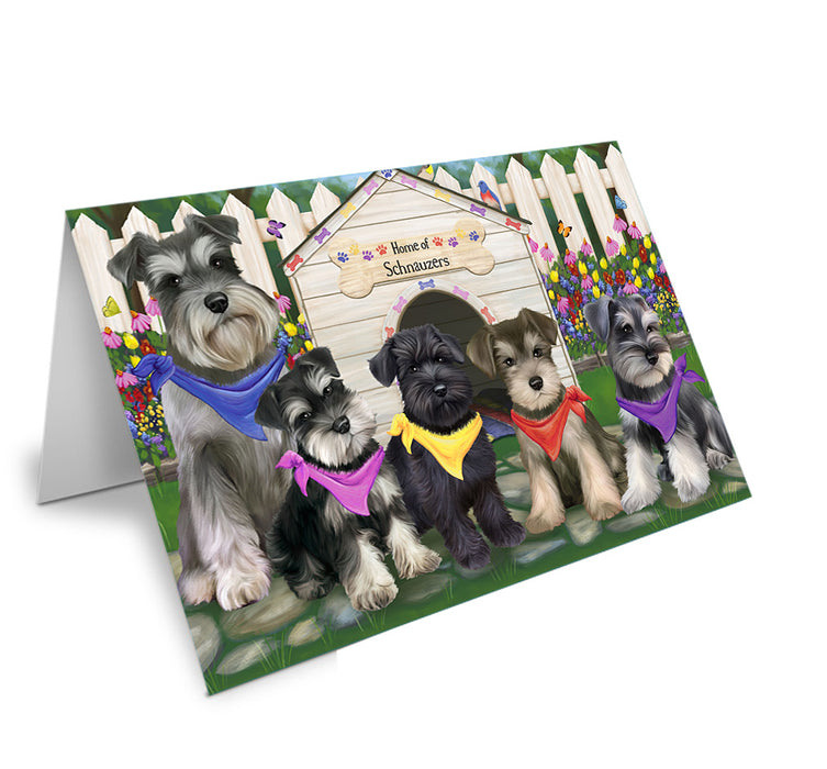 Spring Dog House Schnauzers Dog Handmade Artwork Assorted Pets Greeting Cards and Note Cards with Envelopes for All Occasions and Holiday Seasons GCD54410